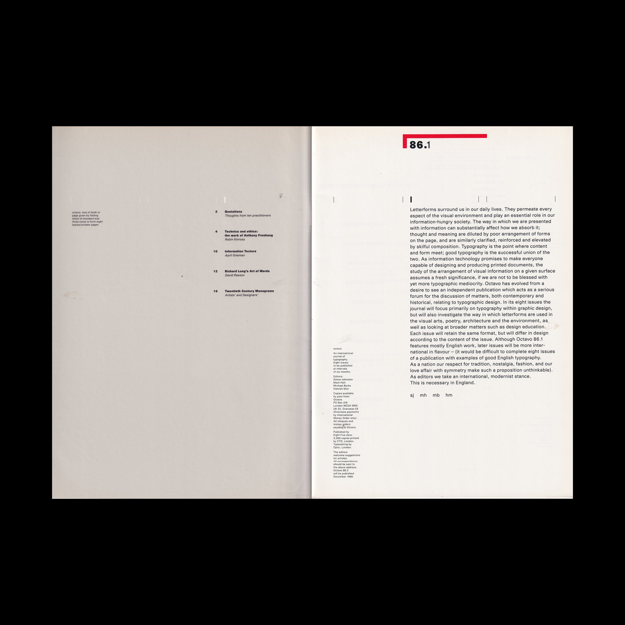Octavo Issue 86.1, 1986